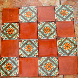 16 Mexicaanse Talavera-tegels handgemaakt, met de hand geschilderd 4 &quot;X 4&quot;
