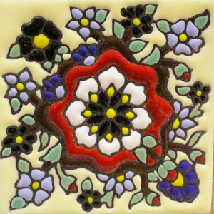 12 Mexican Talavera Tiles handmade, Hand painted 4 "X 4"