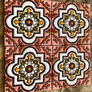 6 piecesTalavera Tiles 6x6 &quot; or 4x4&quot; handmade.
