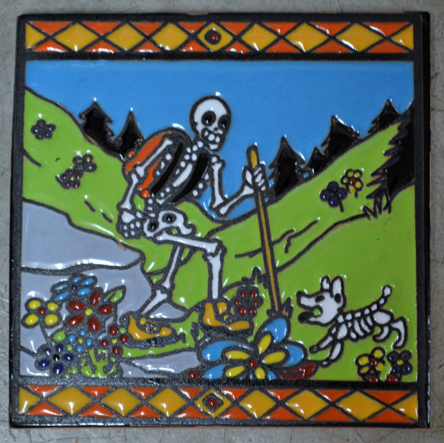Talavera Mexican Hand-painted/ Tiles day of the Dead Men Etsy