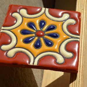 6   Mexican Talavera Tiles handmade- Hand painted 4 "X 4" or 6x6"