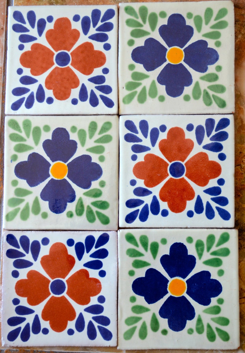 100 Mexican Talavera Tiles Handpainted 4 x 4 Etsy Australia