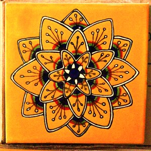 メキシコ タラベラ タイル 14 枚。ハンドメイド - 手描き 6 インチ x 6 インチ。