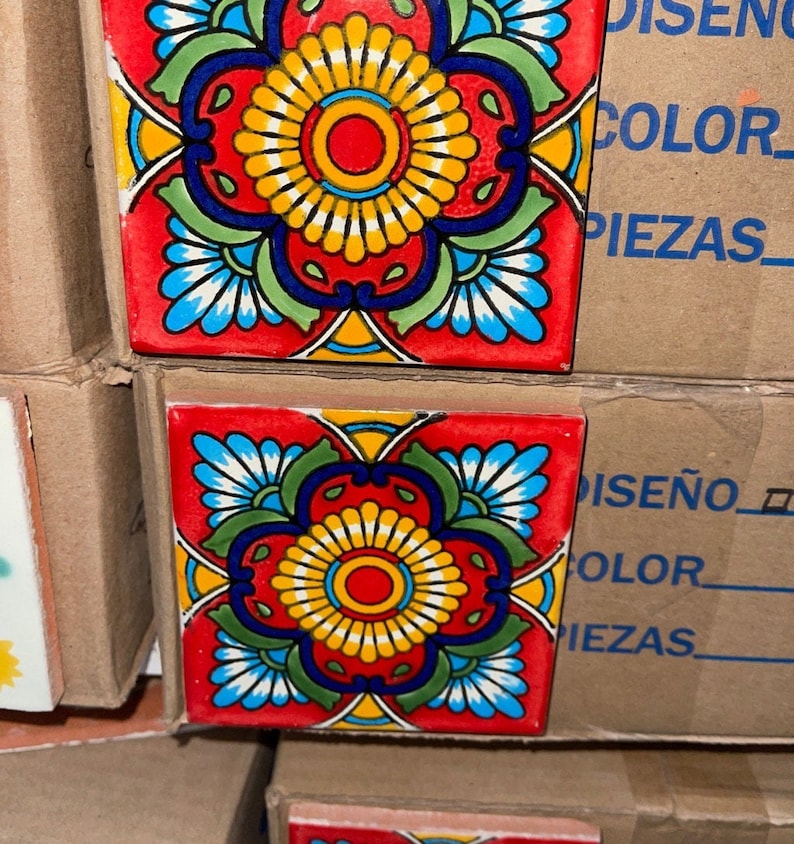 12 Mexican Talavera Tiles. Hand Madehand Painted 4 x Etsy