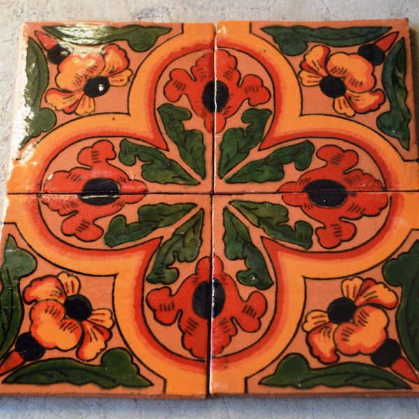 90 Mexican Talavera Tiles. Hand made-Hand painted 4 "X 4"