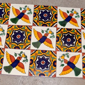 15  Mexican Talavera Tiles handmade, Hand painted 4 &quot;X 4&quot;