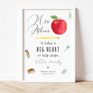 Teacher print, personalised teacher gift, gift for teacher, teacher appreciation gift, teacher thank you gift, teacher quote, end of year