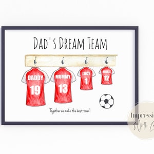 Father’s Day gift, football print, dads dream team, gifts for dad, personalised print, printable gift, gifts for him, custom football gift