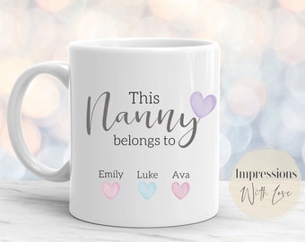 Mothers Day Gift For Nanny, Personalised Ceramic Mug & Coaster, This Nan Belongs to, Grandma, Nannie, Nanna, Birthday, From grandchildren
