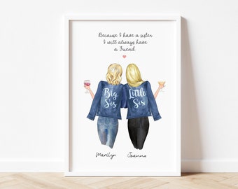 Sister Gift, Custom Print, Friendship Gift, Birthday Gift for Sister, Siblings, Sister Quote, Soul Sisters, personalised Sister Picture,