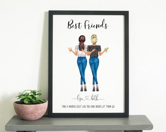 Friendship Print, Best friend Gift, Bestie Gifts, Gifts for Friends, Best Friends illustration, quote, personalised print, birthday gift