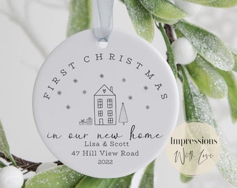 First Christmas in New Home, Personalised Ceramic Ornament, Our New House, First Christmas Tree Bauble, First Home Keepsake Decoration