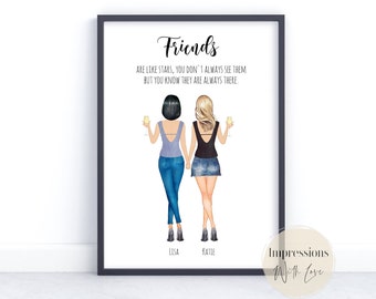 Friendship Gift, Best Friend Gifts, Personalised Friend Birthday Present, Custom Print, Galentine's, Friends Quote, Printable Gift, Besties