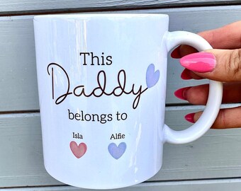 Father's Day Gift For Daddy, Personalised Ceramic Mug & Coaster, This Dad Belongs to, Dada, Birthday Gift For Dad , From children, Daddy Mug