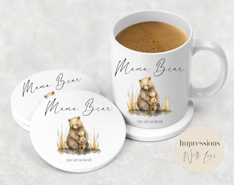 Mama Bear Baby Bear, Personalised Ceramic Mug & Coaster, Mother's Day, Mummy, Mum Birthday Gift, From Daughter Son, Gift for Her, New Mum