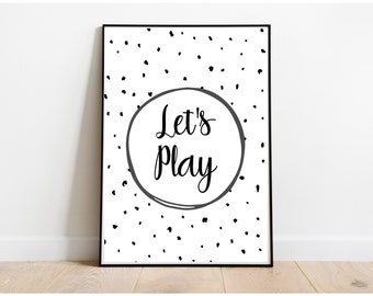 Lets Play Sign, Playroom prints, Nursery Decor, Lets Play Printable, Playroom Wall Art, Kids Room Decor, Instant Download, Playroom Decor
