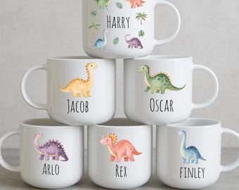 Child's Unbreakable Mug, Dinosaur, Personalised, 6oz, 11oz, Kids Toddler Plastic Cup, Birthday Gifts for Boys, smashproof Training Cup,