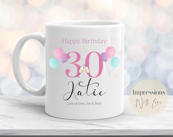Personalised Birthday Age Mug & Coaster, 18th 21st 20th 30th 40th 50th, Birthday Gift for Her, Daughter, Mum, Auntie, Best Friend, Sister,