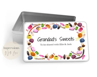 Personalised Sweet Tin, Grandad's Sweet Tin, Gift For Grandad, Fathers Day, Treat Tin Box, Gift From Grandchildren, Grandpa, Gifts For Him