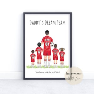 Cadeau de fête des pères, Impression de football familiale personnalisée, Équipe de rêve de papa, Papa, Cadeau d’anniversaire de papa, Cadeaux pour lui, Hommes, Enfants