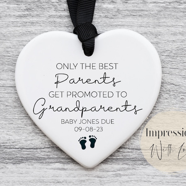 Regalo dei nonni, annuncio di gravidanza, solo i migliori genitori vengono promossi a nonni, ornamento in ceramica personalizzato, ricordo del bambino