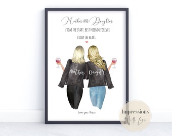 Personalised mother and daughter print, Mother’s Day gift, birthday gift for mum, family print, daughter gift, gifts for her, best friend