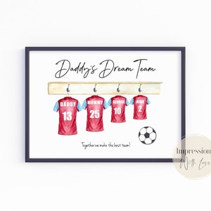 Fathers Day gift, football print, dads dream team, gifts for dad, personalised print, printable gift, gifts for him, custom football gift image 6