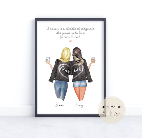 Cousin Gifts, Gifts for Cousin, Personalised Print, Friendship Gift, Best Friend, Cousin Birthday Gift, Printable, Quote, Cousin Friends