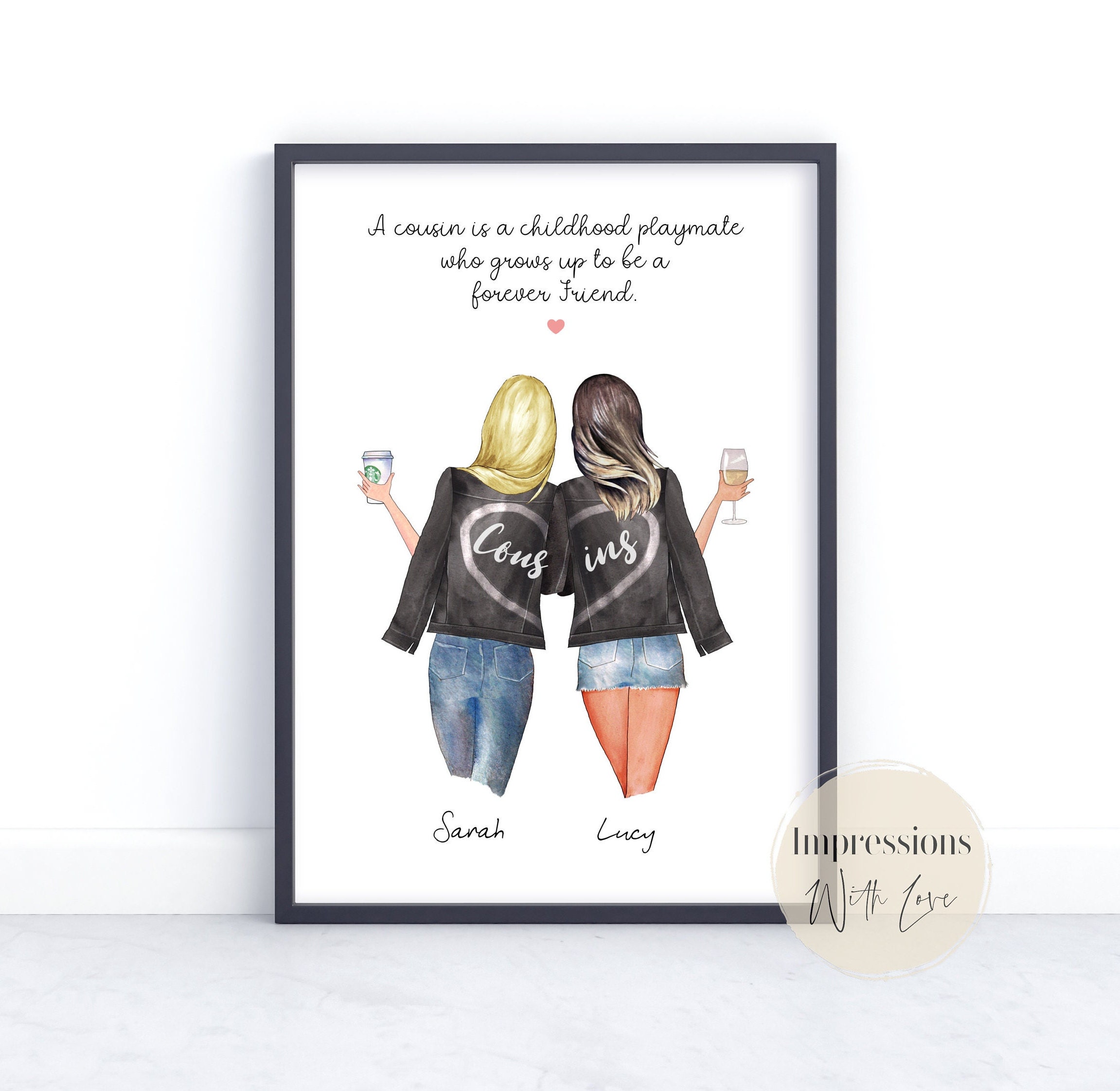 Art &amp; Collectibles Digital Prints Cousins Birthday Gift Cousin Gifts ...