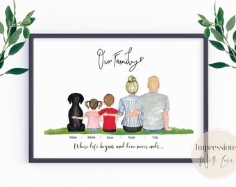 Family Print, Family portrait, Personalised Print, Mother's Day gift, housewarmings gift, gifts for her, birthday gift, family printable