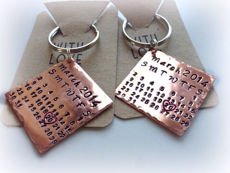 7th anniversary gift - copper calendar keyring/keychain -wedding gift -valentines -copper gift - anniversary gift for her/him - personalised image 4