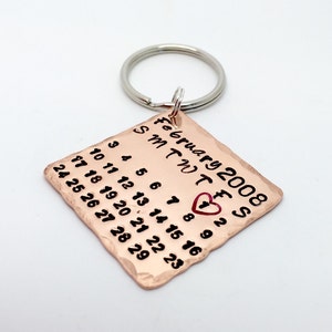 7th anniversary gift - copper calendar keyring/keychain -wedding gift -valentines -copper gift - anniversary gift for her/him - personalised image 1