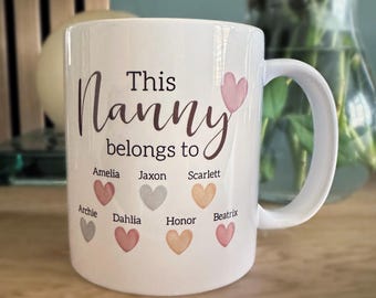 Mothers Day Gift For Nanny, Personalised Ceramic Mug & Coaster, This Nan Belongs to, Grandma, Nannie, Nanna, Birthday, From grandchildren