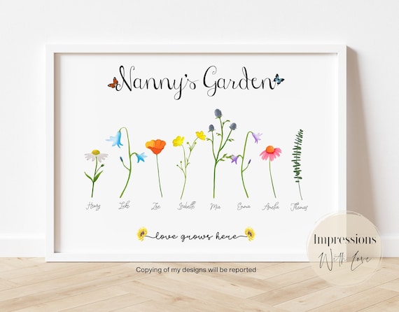 Nanny Gifts, Nanny's Garden, Mother's Day, for Nanny, Personalised