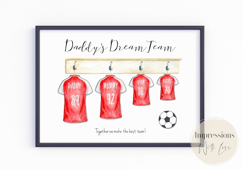 Fathers Day gift, football print, dads dream team, gifts for dad, personalised print, printable gift, gifts for him, custom football gift image 7