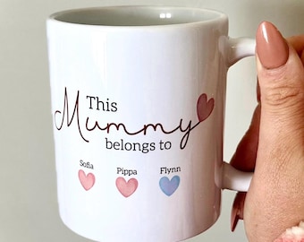 Mummy Gifts, Personalised Ceramic Mug & Coaster, Mothers Day Gift, This Mum Belongs to, Mama, Birthday Gift For Mum, From Children kids