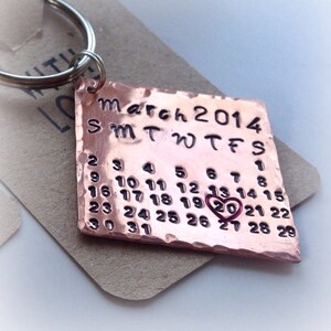 7th anniversary gift - copper calendar keyring/keychain -wedding gift -valentines -copper gift - anniversary gift for her/him - personalised image 2