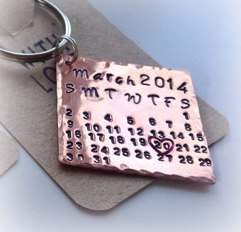 7th anniversary gift - copper calendar keyring/keychain -wedding gift -valentines -copper gift - anniversary gift for her/him - personalised image 2