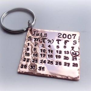 7th anniversary gift - copper calendar keyring/keychain -wedding gift -valentines -copper gift - anniversary gift for her/him - personalised image 3