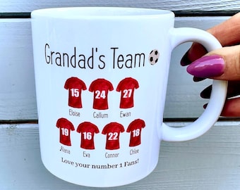 Regalo para el abuelo, taza y posavasos de cerámica personalizados, Día del Padre, taza de fútbol personalizada, equipo del abuelo, regalo de cumpleaños, de los nietos,