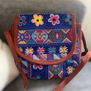Adjustable embroidered crossbody bag handmade in Mexico