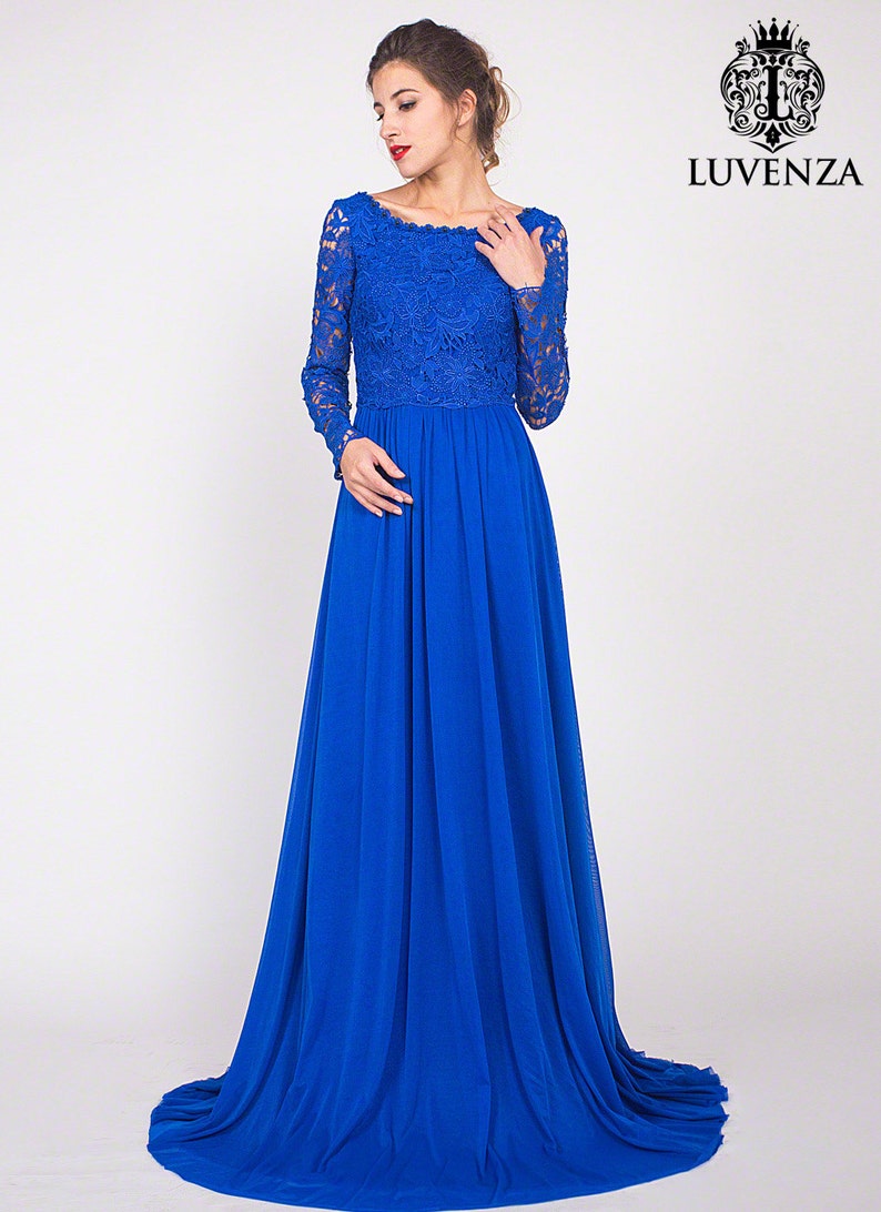 Blue Formal Dresses with Rhinestones