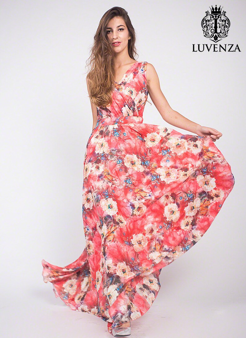 Red Chiffon Maxi Dress