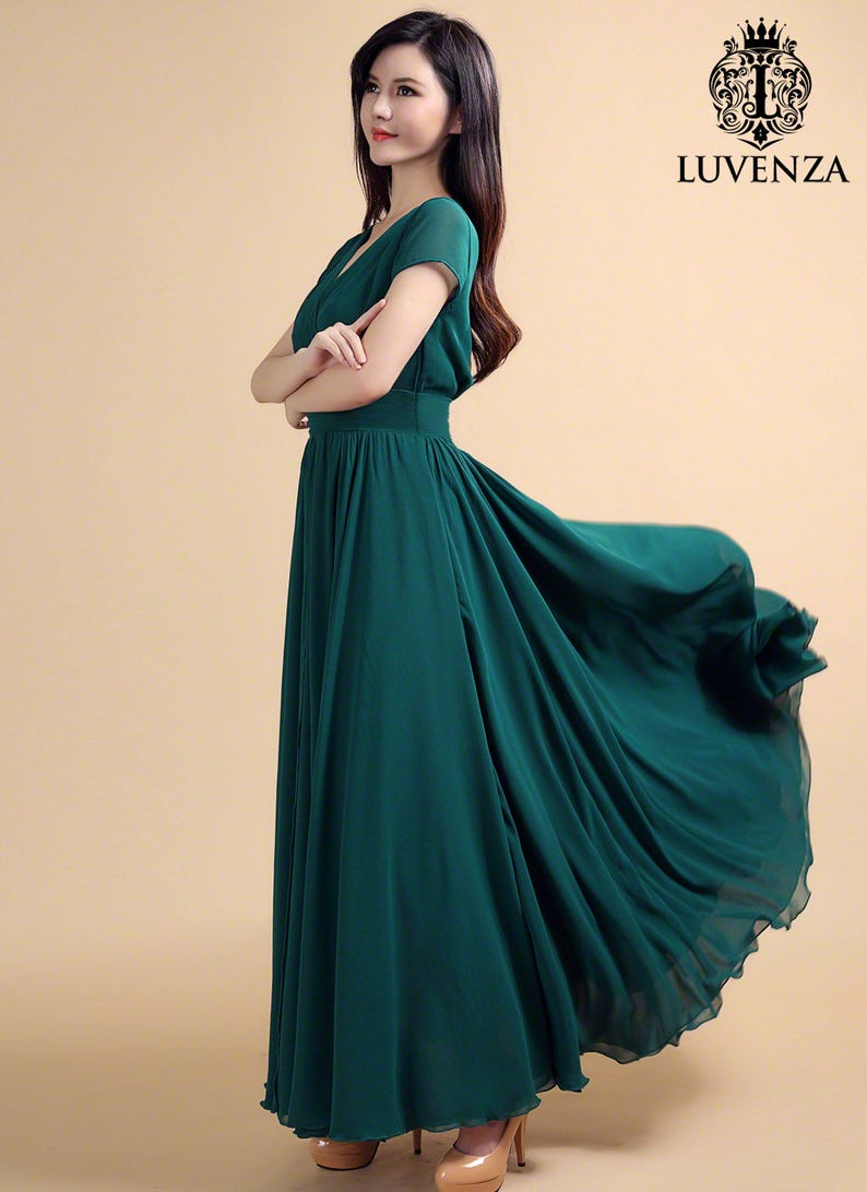 Dark Green Maxi Formal Dresses