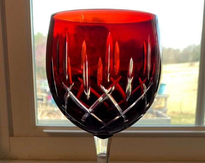 Balloon Wine Glasses Lady Anne Ruby Cut to Clear Blown Glass Etsy