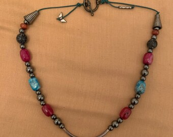 Vintage Gemstone Necklace with Gift Box - Pretty Colors!