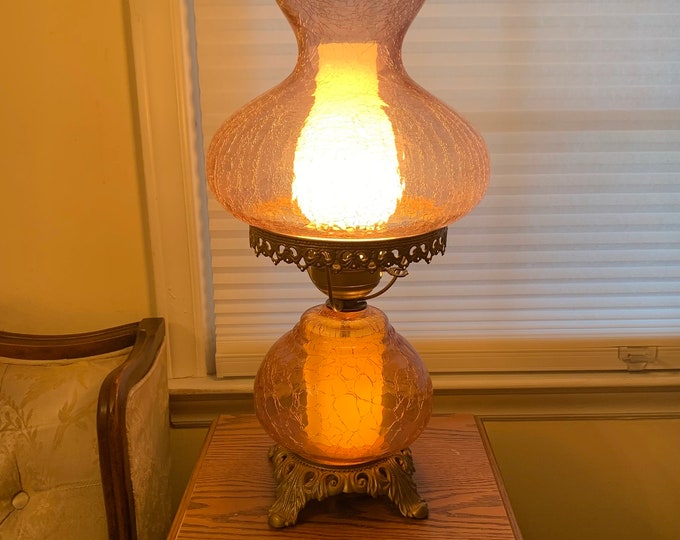 Transparent Pink Crackle Glass Hurricane Chimney Style Parlor Etsy