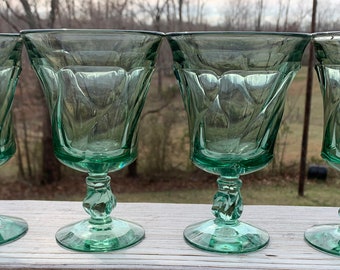 4 (20 Available) Green 8 oz Fostoria Jamestown Wine Glasses - No chips, cracks or flea bites. Very Good Vintage Condition and Beautiful!