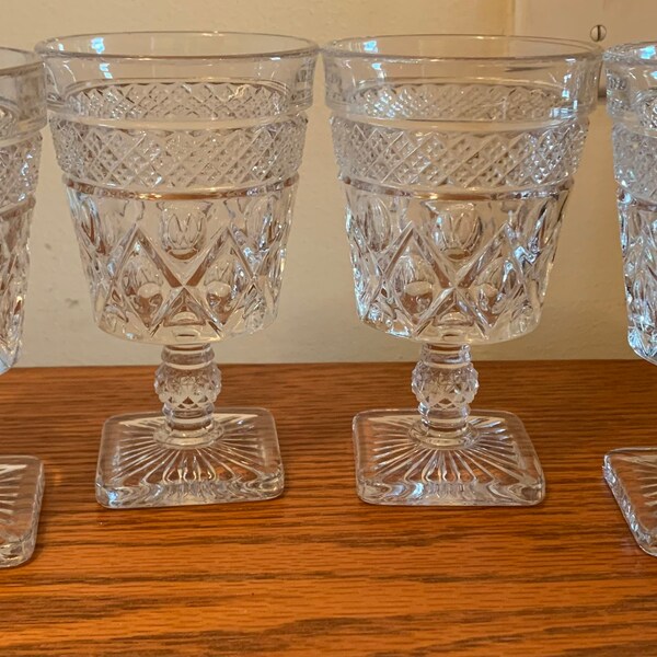 1930s Crystal Cape Cod Wine Goblets or Water Glasses - Very Good Vintage Condition!