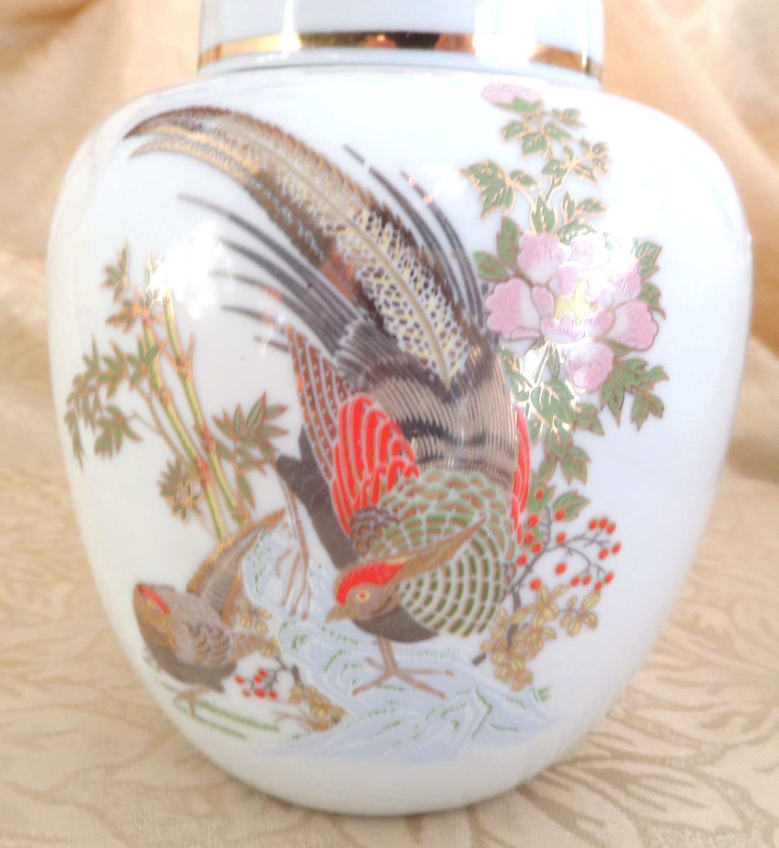 Vintage Oriental Ginger Jar with Lid Beautiful Gilded Floral Etsy